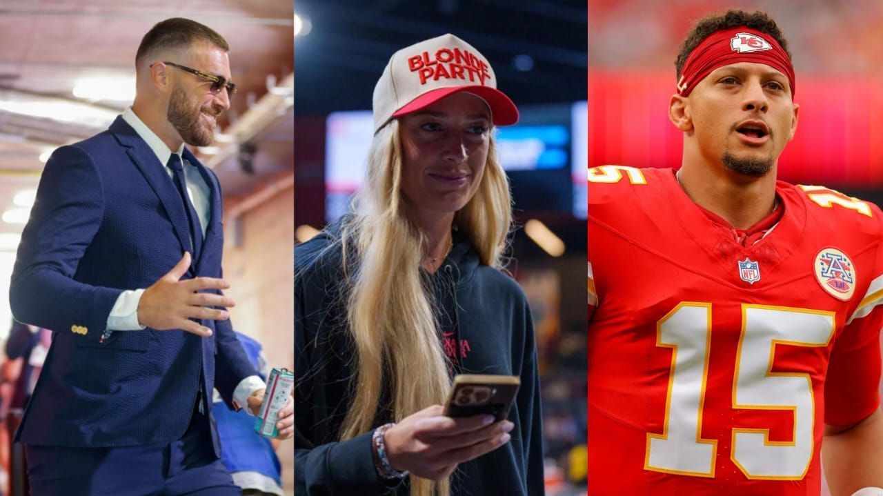 Travis Kelce (L) Sophie Cunningham (M) Patrick Mahomes (R) Image credit: Imagn