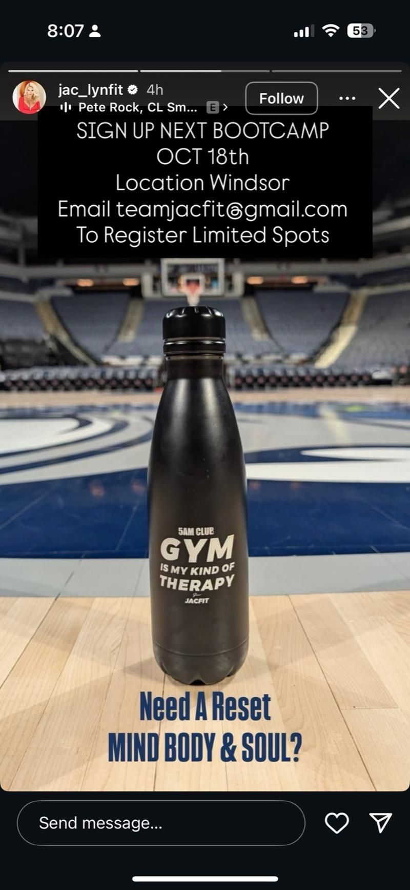 Alex Rodriguez&#039;s girlfriend Jaclyn shared her bootcamp post.(@jac_lyfit/Instagram)