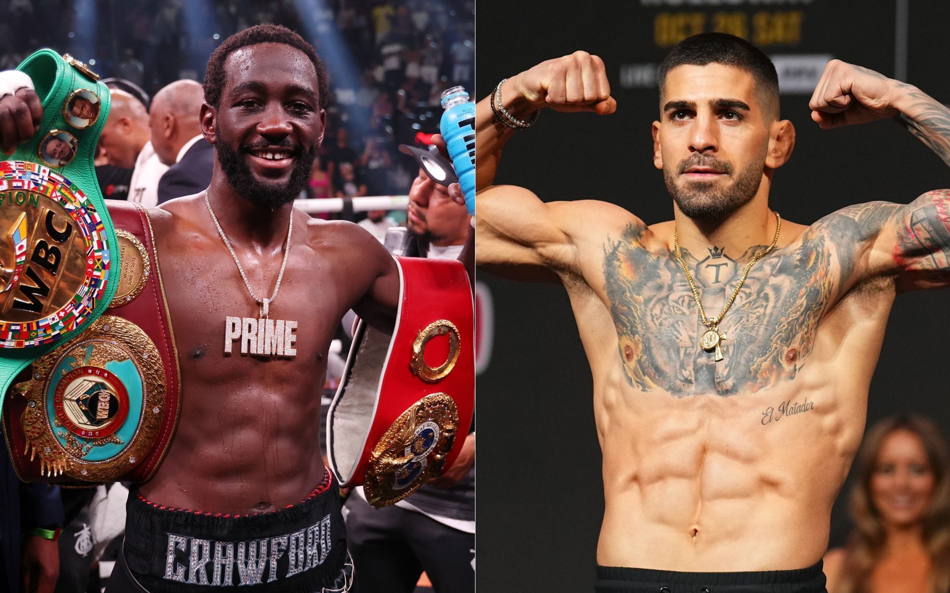Terence Crawford (left) callout invites criticism on Ilia Topuria (right). [Images courtesy: Getty Images]