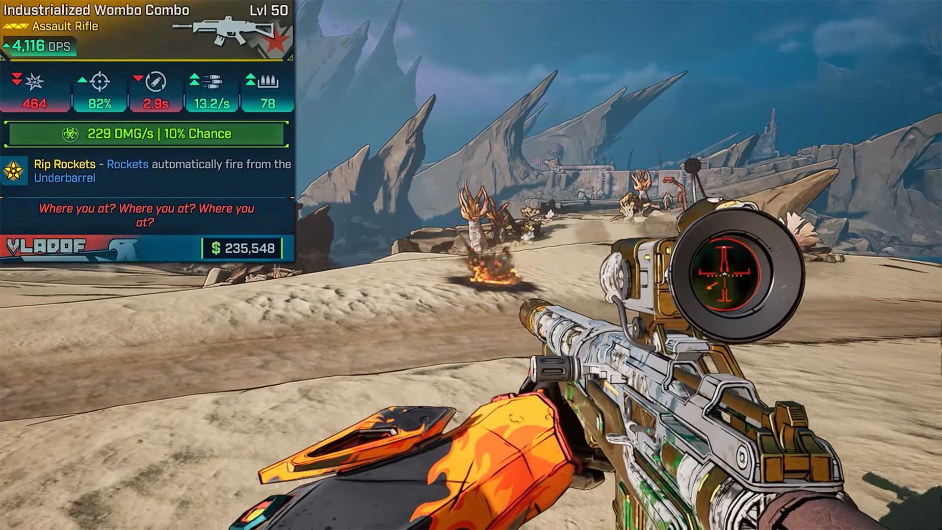 The Wombo Combo can be used against both mobs and bosses, especially with elemental rolls (Image via Gearbox Software)