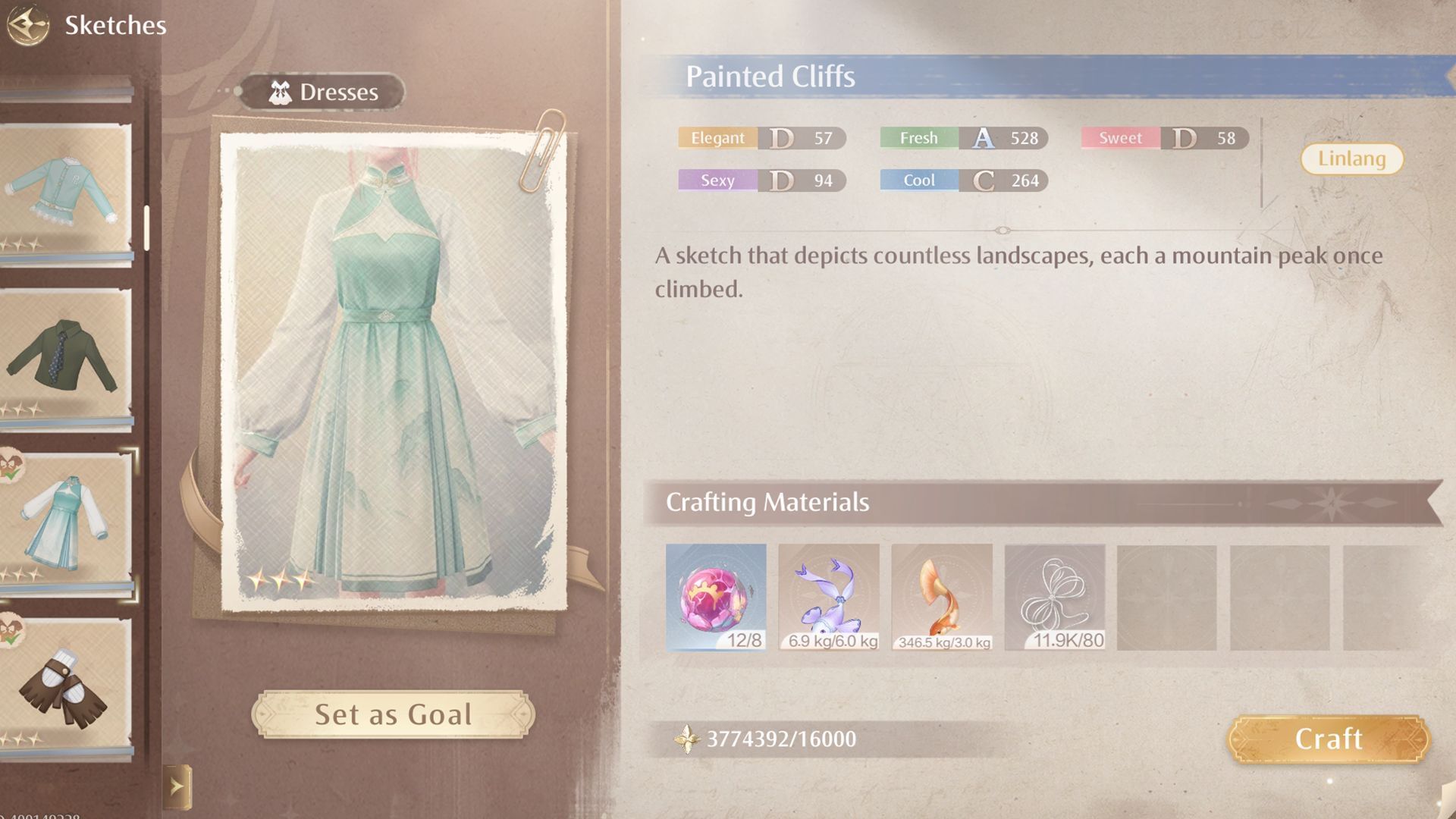 Gather the necessary items to craft the outfit (Image via Sportskeeda Gaming/Infold Games)