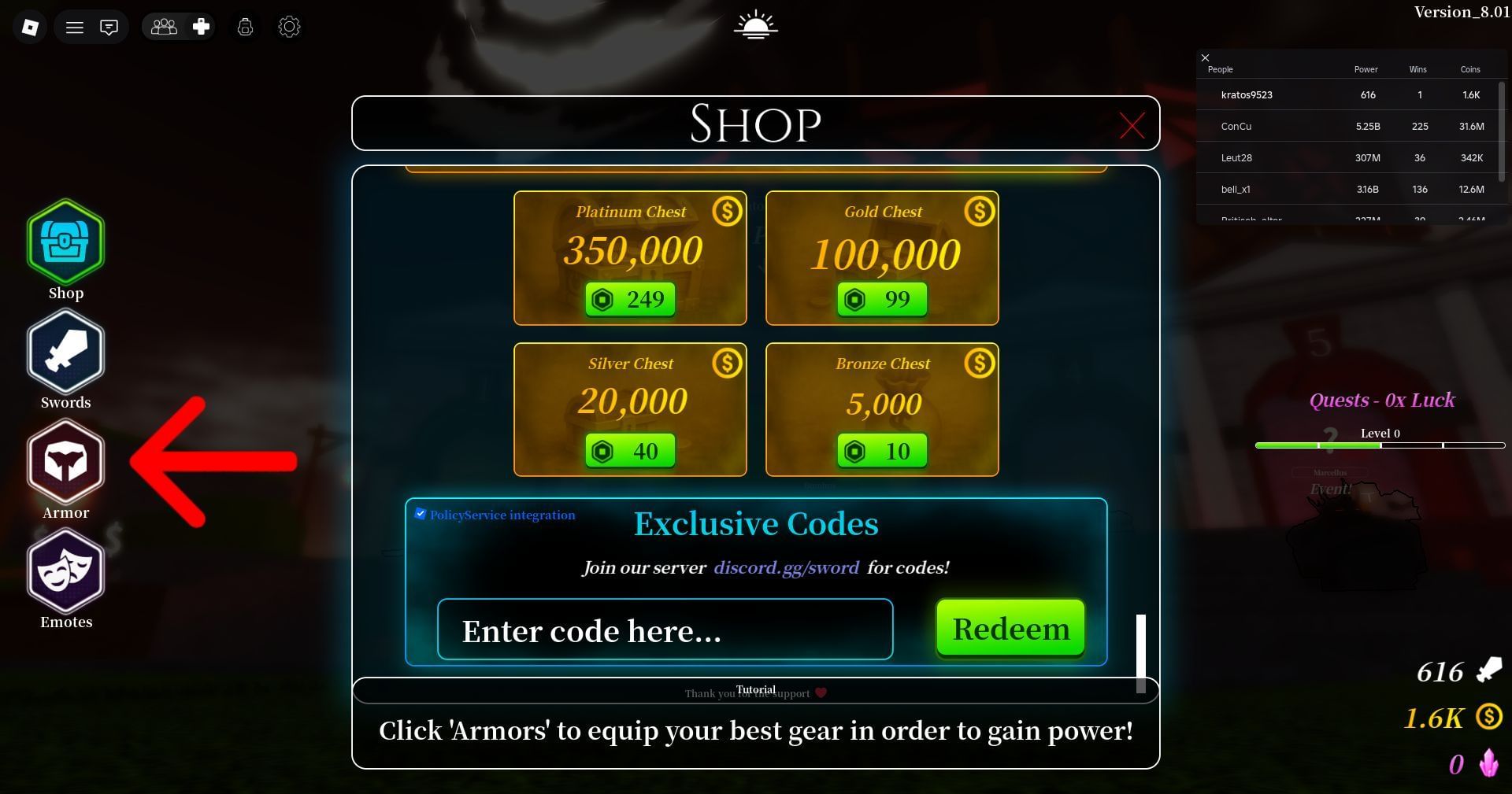 Redeem the code here (Image via Roblox)