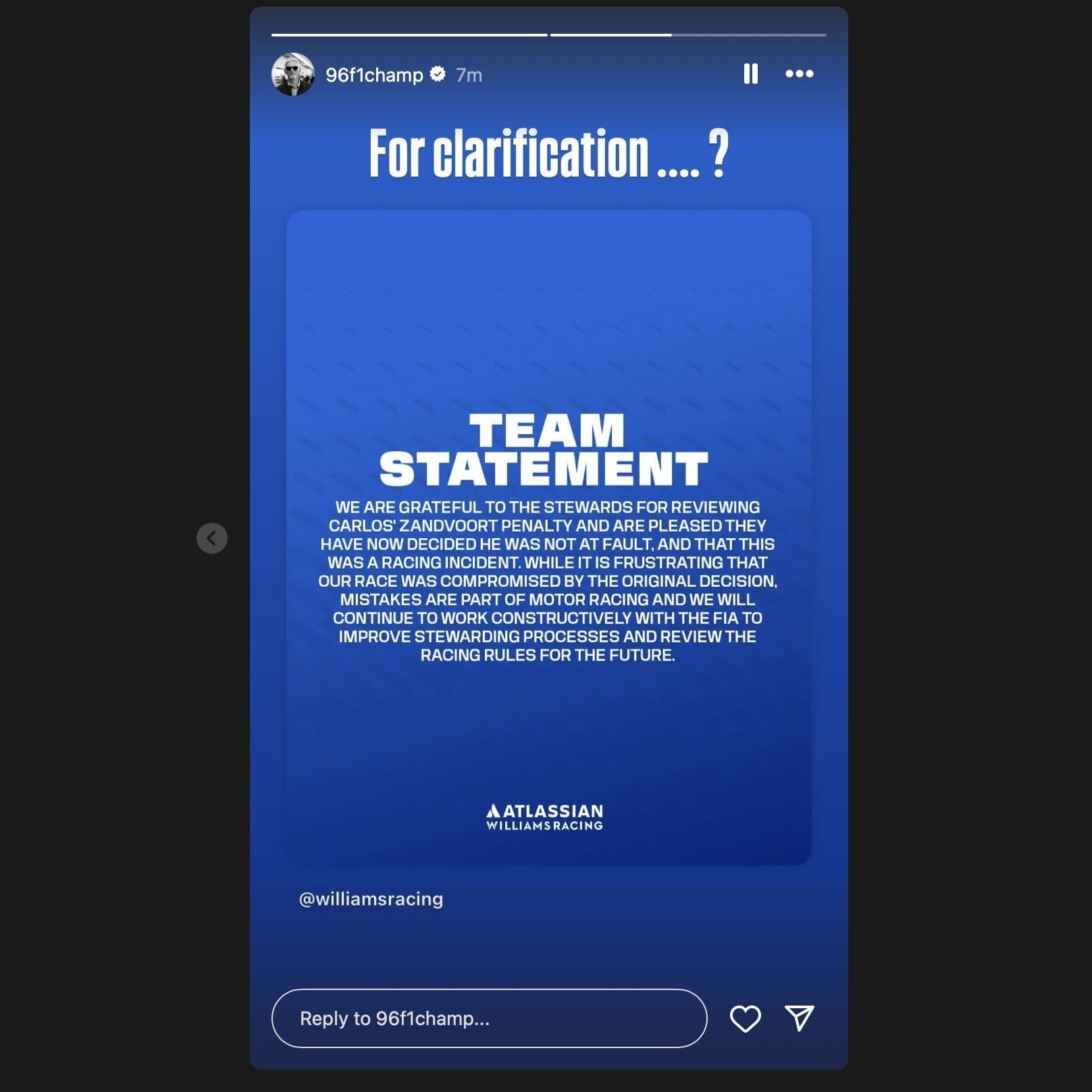 Screen grab from Damon Hill&#039;s Instagram story [via Instagram/@96f1champ]