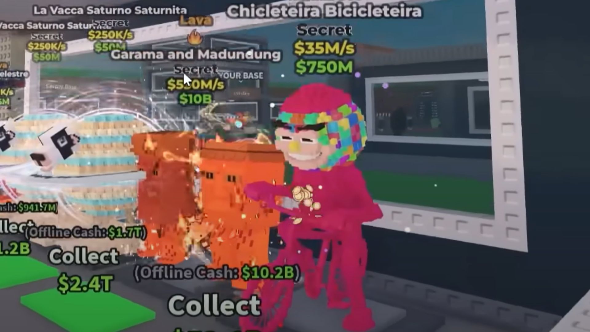 A Rainbow-mutated Chicleteira Bicicleteira (Image via Roblox)