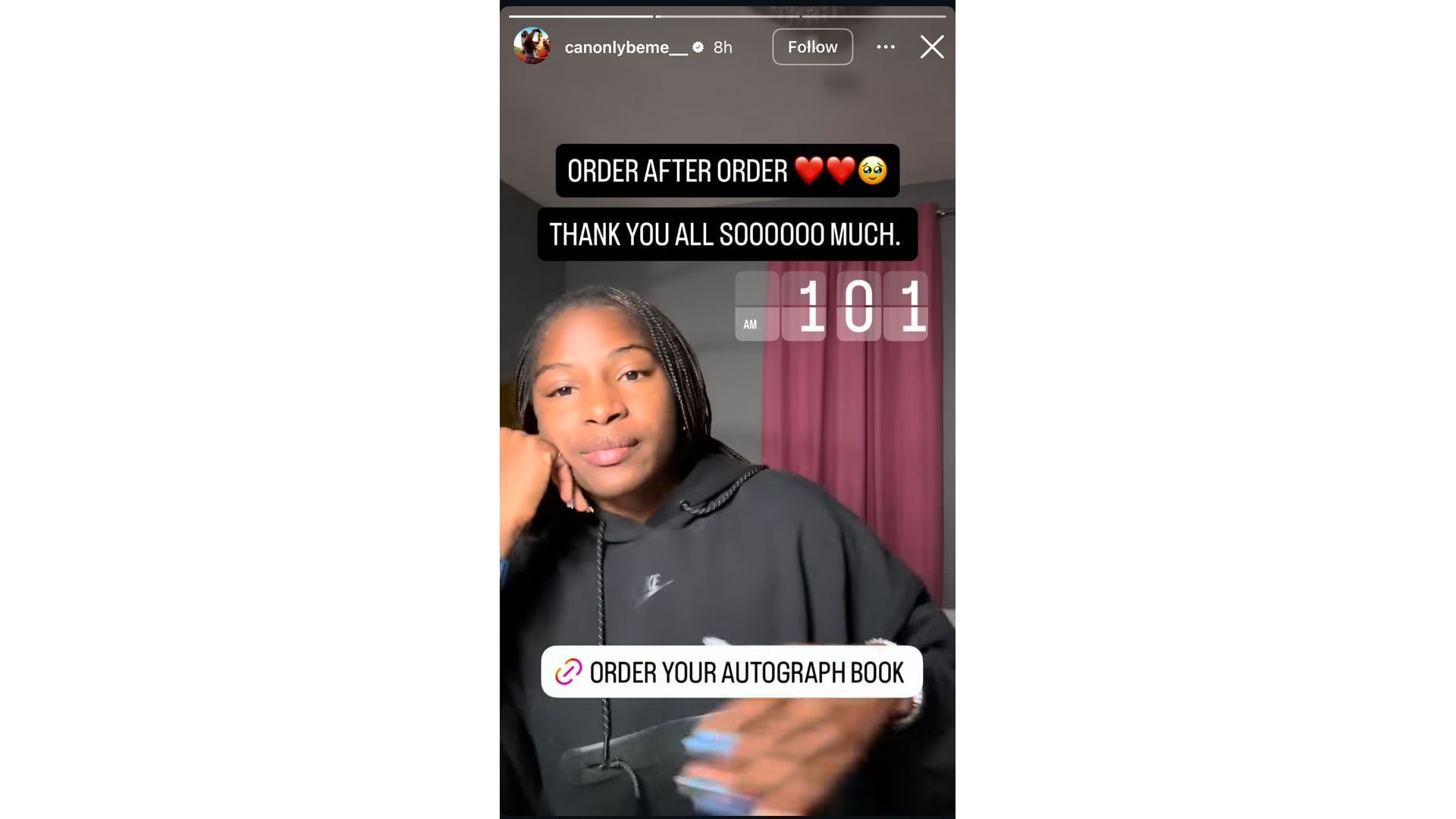 Screenshot of Richardson&#039;s training partner, Terry&#039;s Instagram story (Image via: @canonlybeme_ on Instagram)