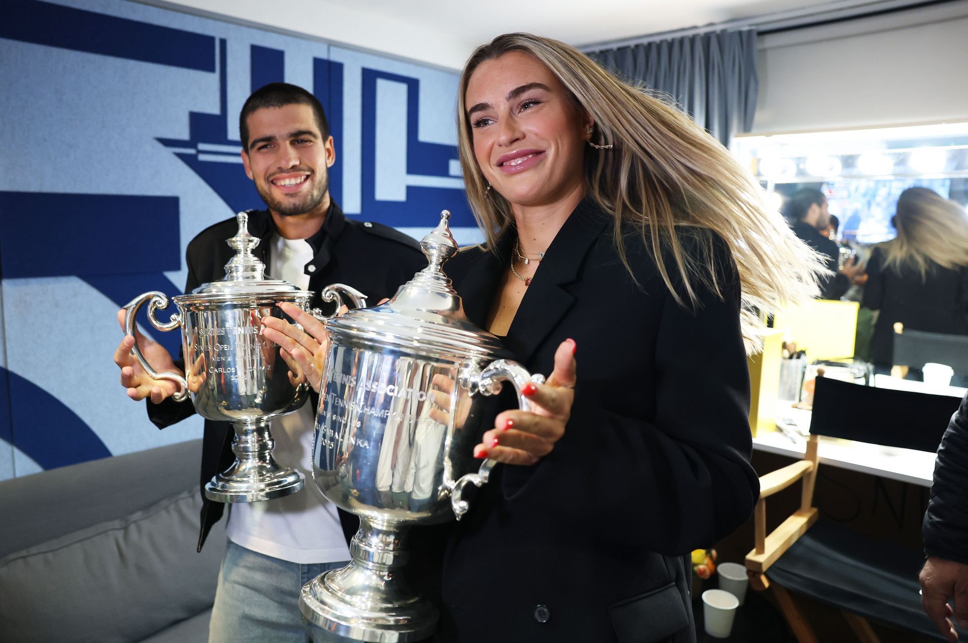In Picture: Alcaraz and Sabalenka with their US Open trophies (Getty)