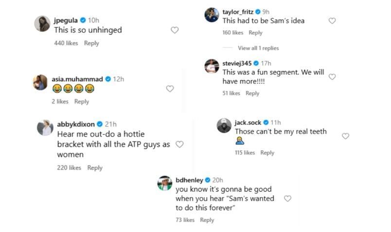 Screenshot of Nothing Major Show&#039;s Instagram post featuring players&#039; comments | Source: IG/nothingmajorshow