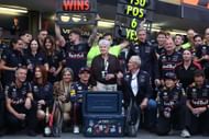 Red Bull Racing celebrates with Max Verstappen and Yuki Tsunoda in Baku, 2025 (Getty Images)