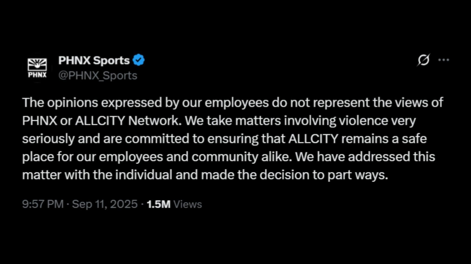 PHNX Sports fires Gerald Bourguet over Charlie Kirk remarks. (Image via X/@PHNX_Sports)