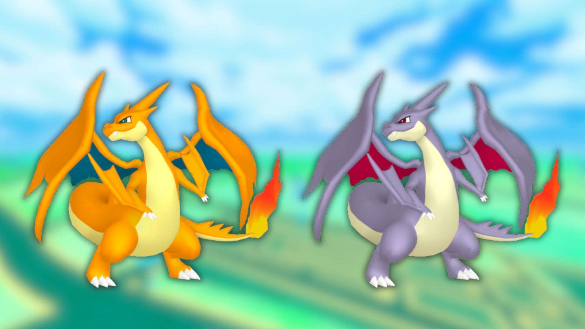 Mega Charizard Y and its shiny variant (Image via The Pokemon Company)