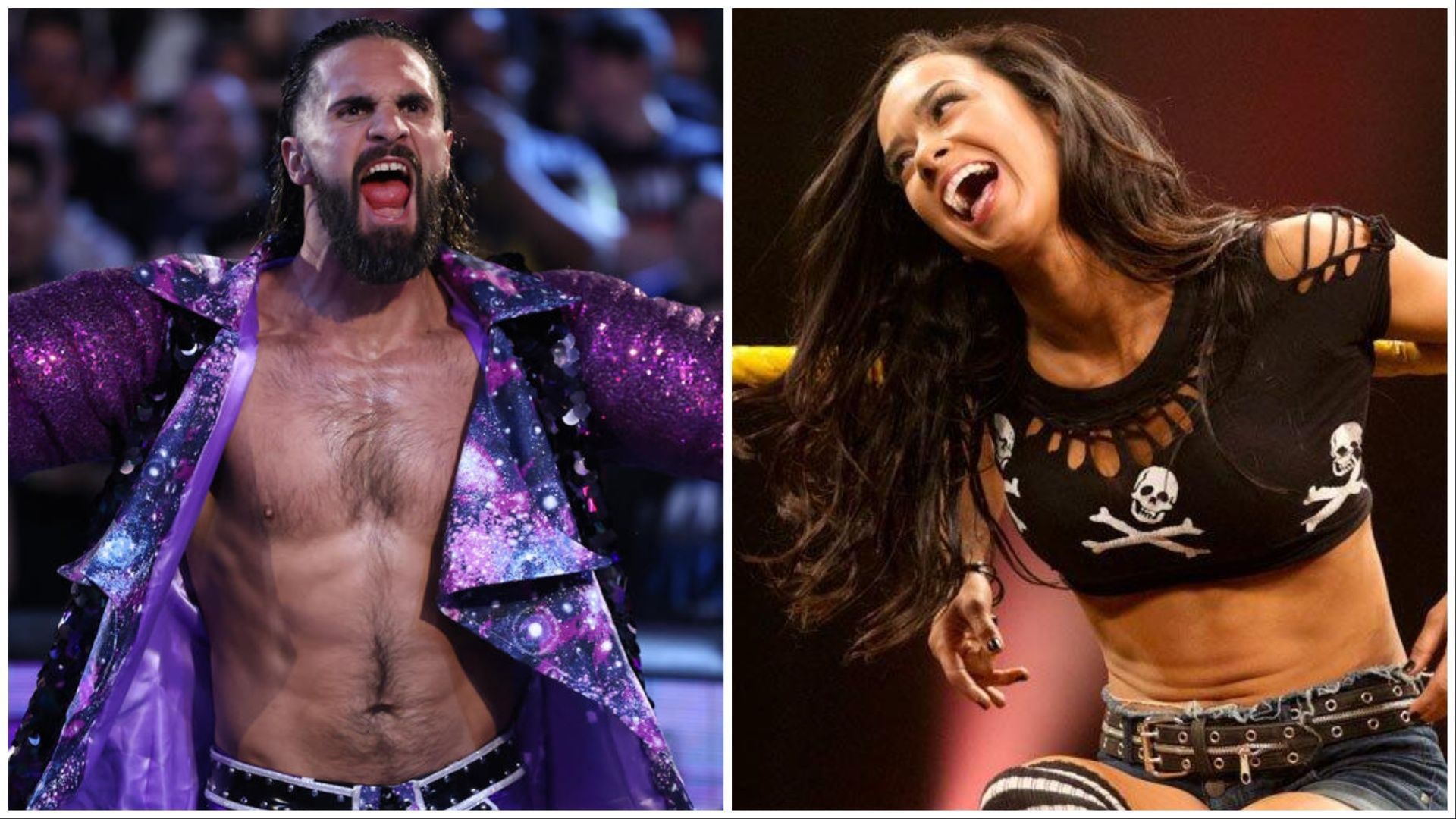 Seth Rollins and AJ Lee. (Photos: WWE.com)