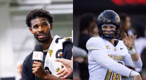 Shedeur Sanders makes feelings known on Colorado QB Ryan Staub using his iconic watch flex celebration during win vs. Delaware