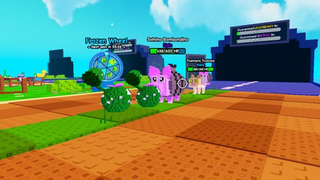 An illustration of plants battling brainrots in a vibrant Roblox-style garden scene.