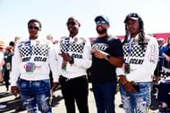 Bubba Wallace and MC Hammer at the driver's meeting at Sonoma Raceway. Source: Getty