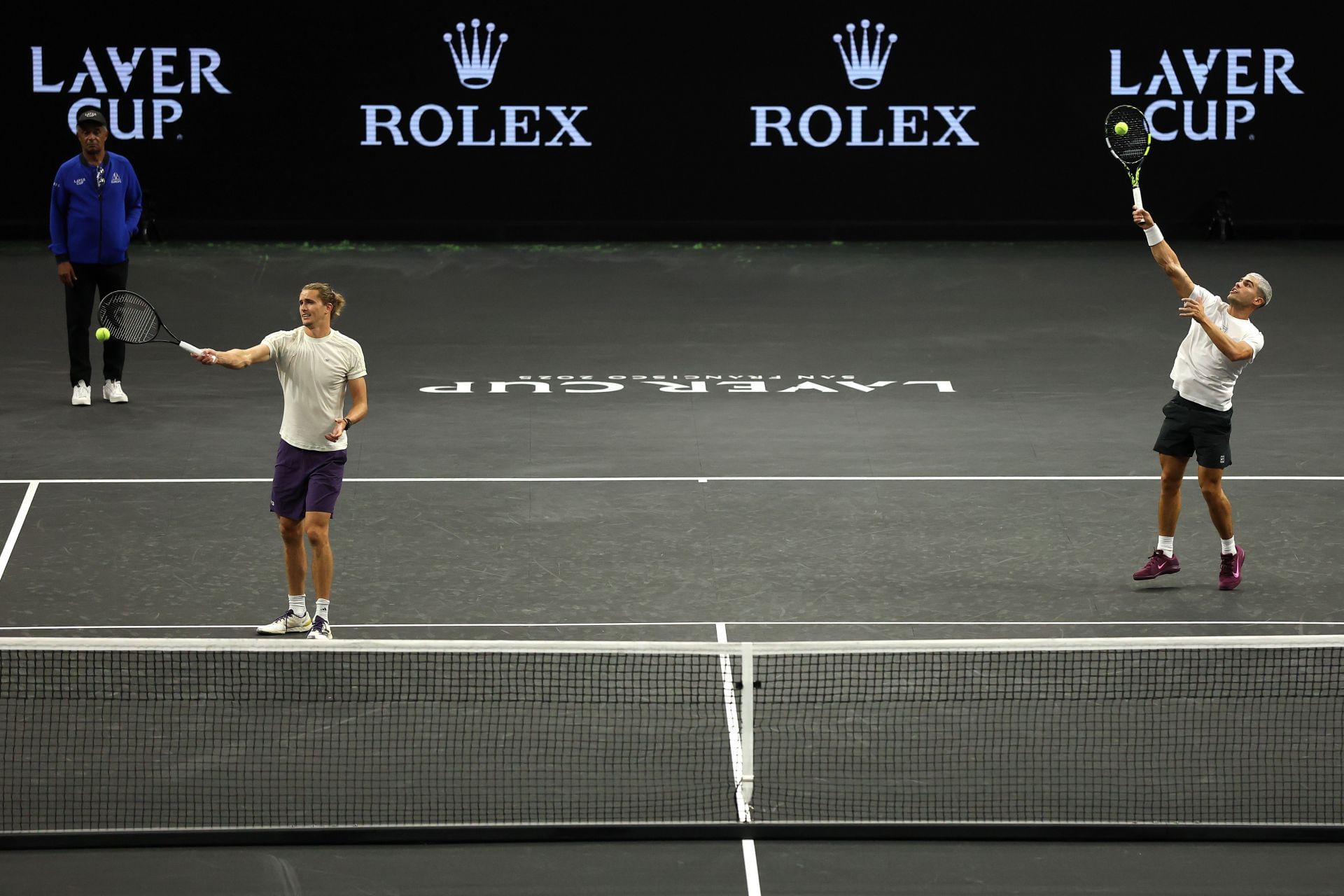 Yannick Noah, Carlos Alcaraz and Alexander Zverev at the Laver Cup 2025 - Previews - Source: Getty