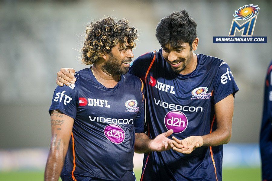 Jasprit Bumrah and Lasith Malinga during IPL 2017