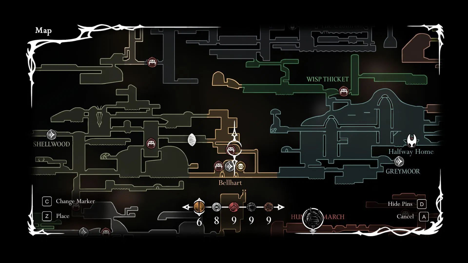 Widow&#039;s location in Hollow Knight Silksong (Image via Team Cherry)