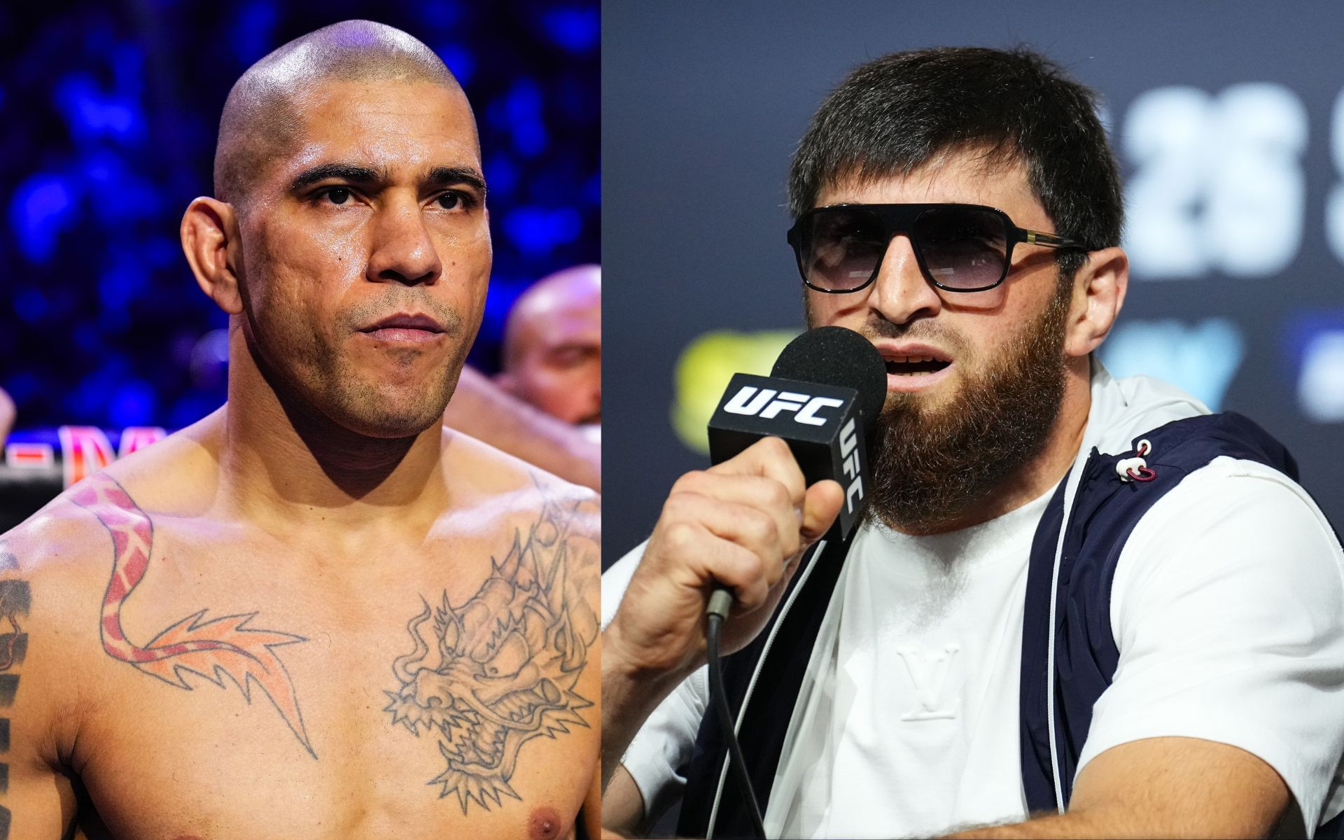 Magomed Ankalaev (right) rips into Alex Pereira (right). [Images courtesy: Getty]