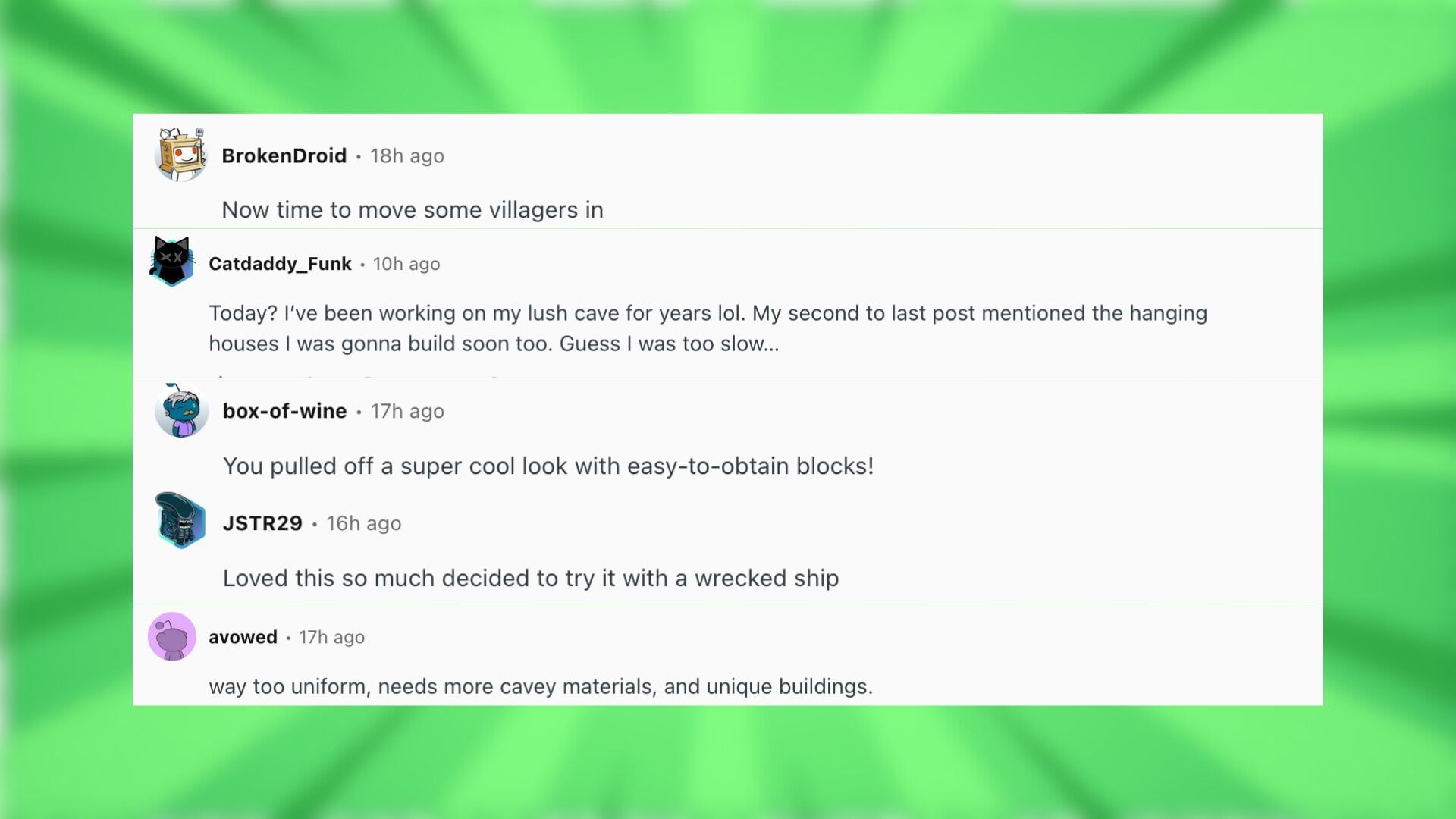 Redditors talk about the cave base build (Image via Reddit)
