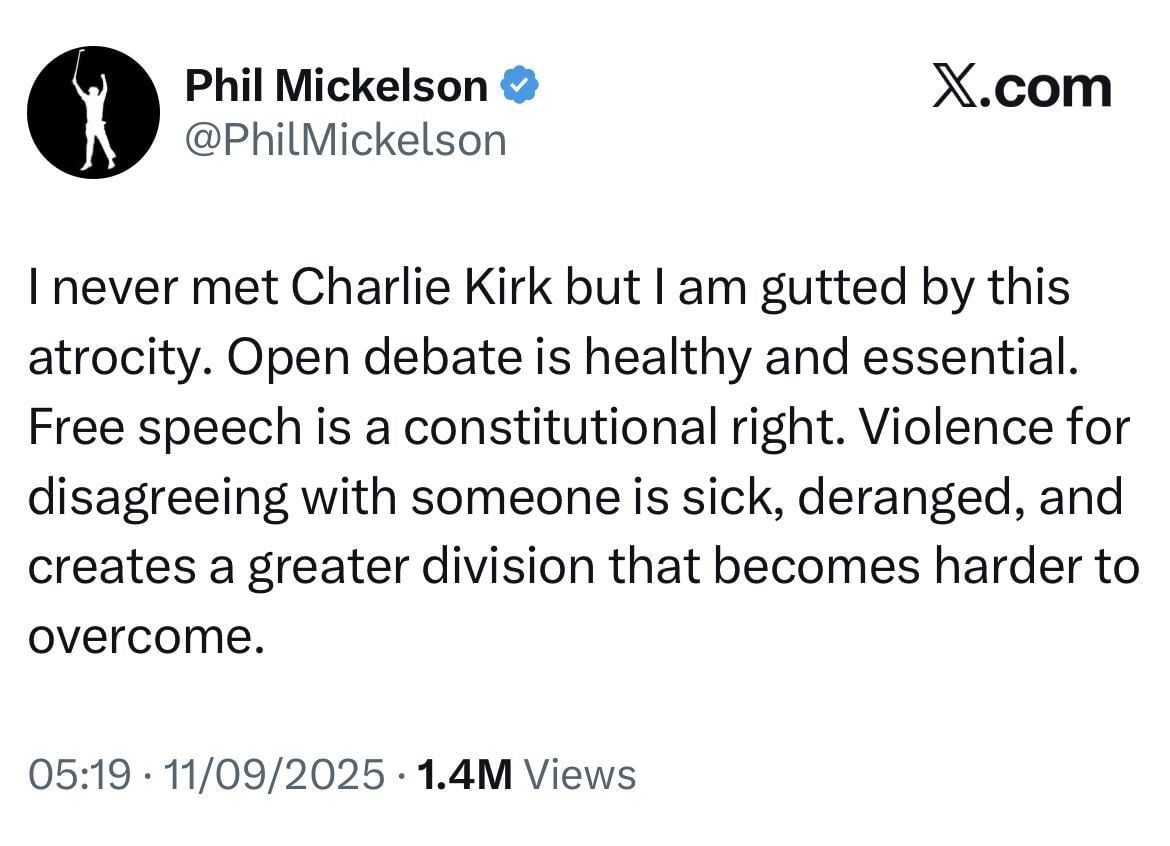 Mickelson&rsquo;s tweet via X _ Image Source: X/@PhilMickelson