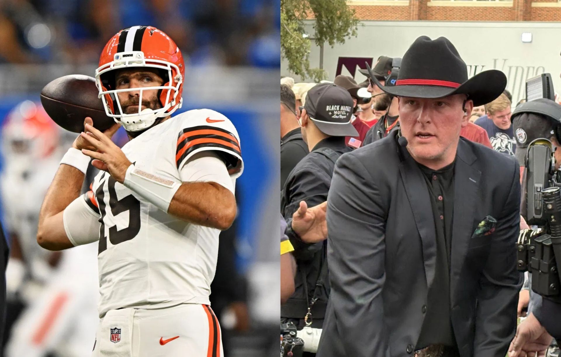 Pat McAfee mocks Joe Flacco with 5-word message for being picked off by Lions (Credits: IMAGN)