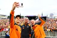 Lando Norris flies the beans in McLaren's "papaya rules" 3 Oscar Piastri, Lando Norris and Zak Brown - Source: Getty