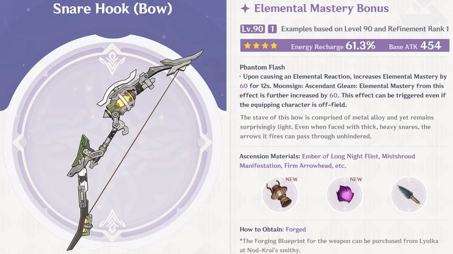 Snare Hook is a new craftable 4-star Bow (Image via HoYoverse)