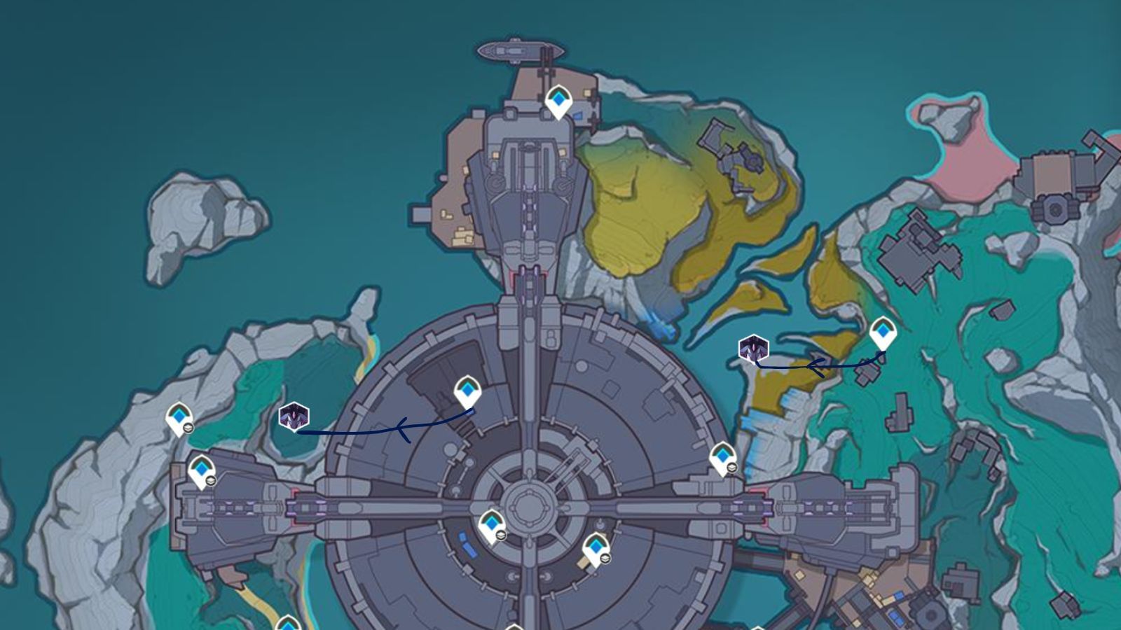 Locations of all Radiant Beast enemies on Paha Isle (Image via Sportskeeda Gaming || HoYoverse)