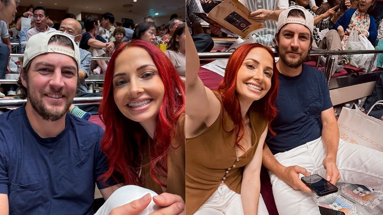 Trevor Bauer and agent Rachel Luba get up-close and personal with sumo wrestlers over home-cooked feast in Tokyo. Credit: Rachel Luba/Instagram