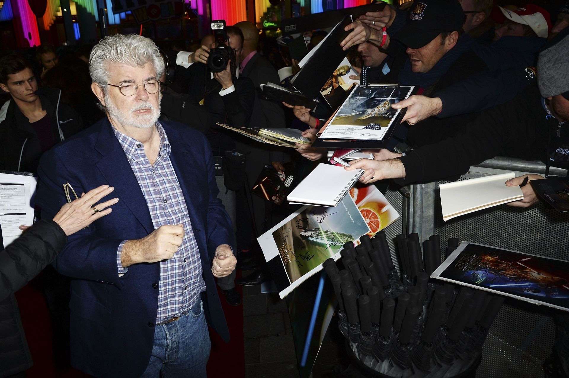 George Lucas at the Star Wars: The Force Awakens European Film Premiere (Image via Getty)