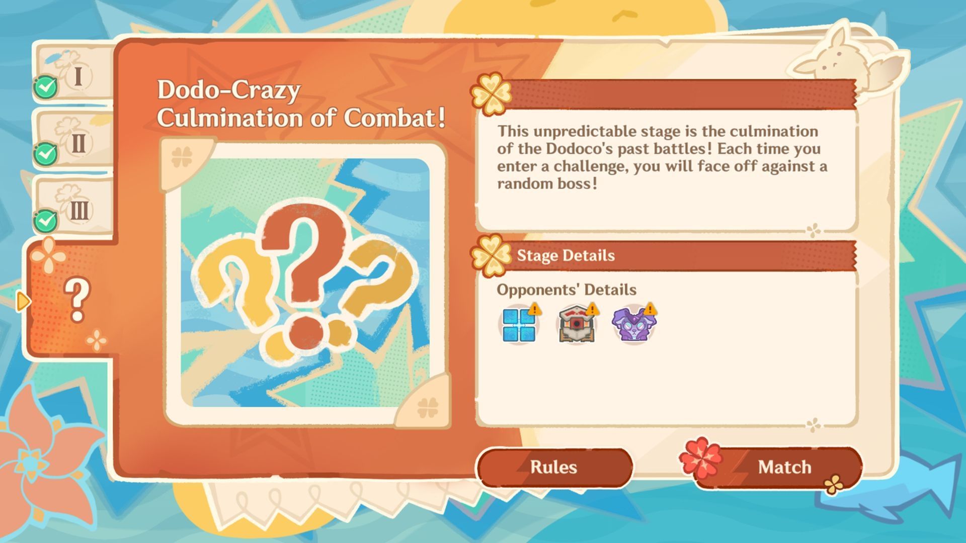 Dodo-Crazy Culmination of Combat challenge stage (Image via Sportskeeda Gaming/HoYoverse)