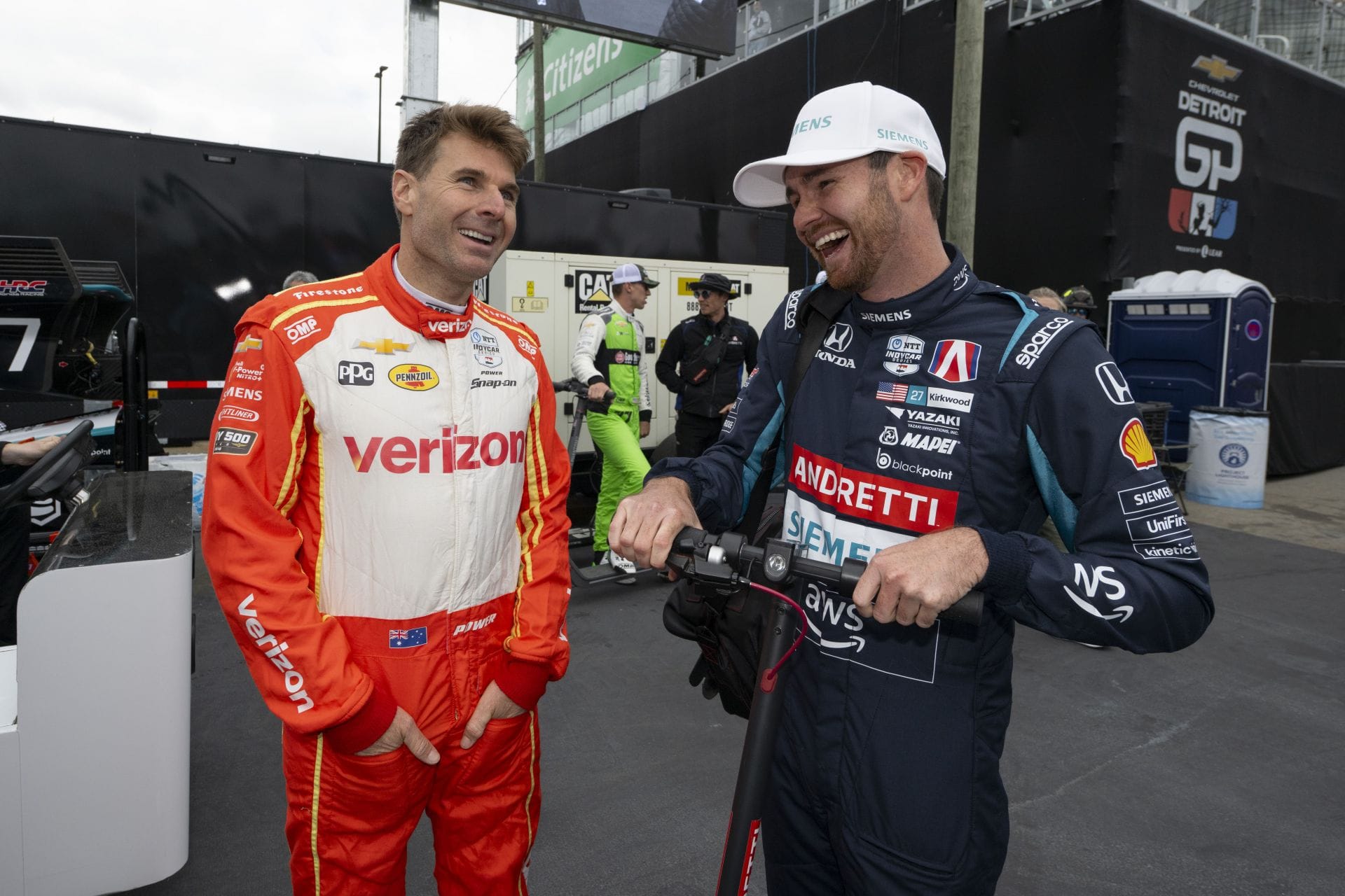 Will Power with Kyle Kirkwood at the IndyCar Chevrolet Detroit Grand Prix - Source: Getty