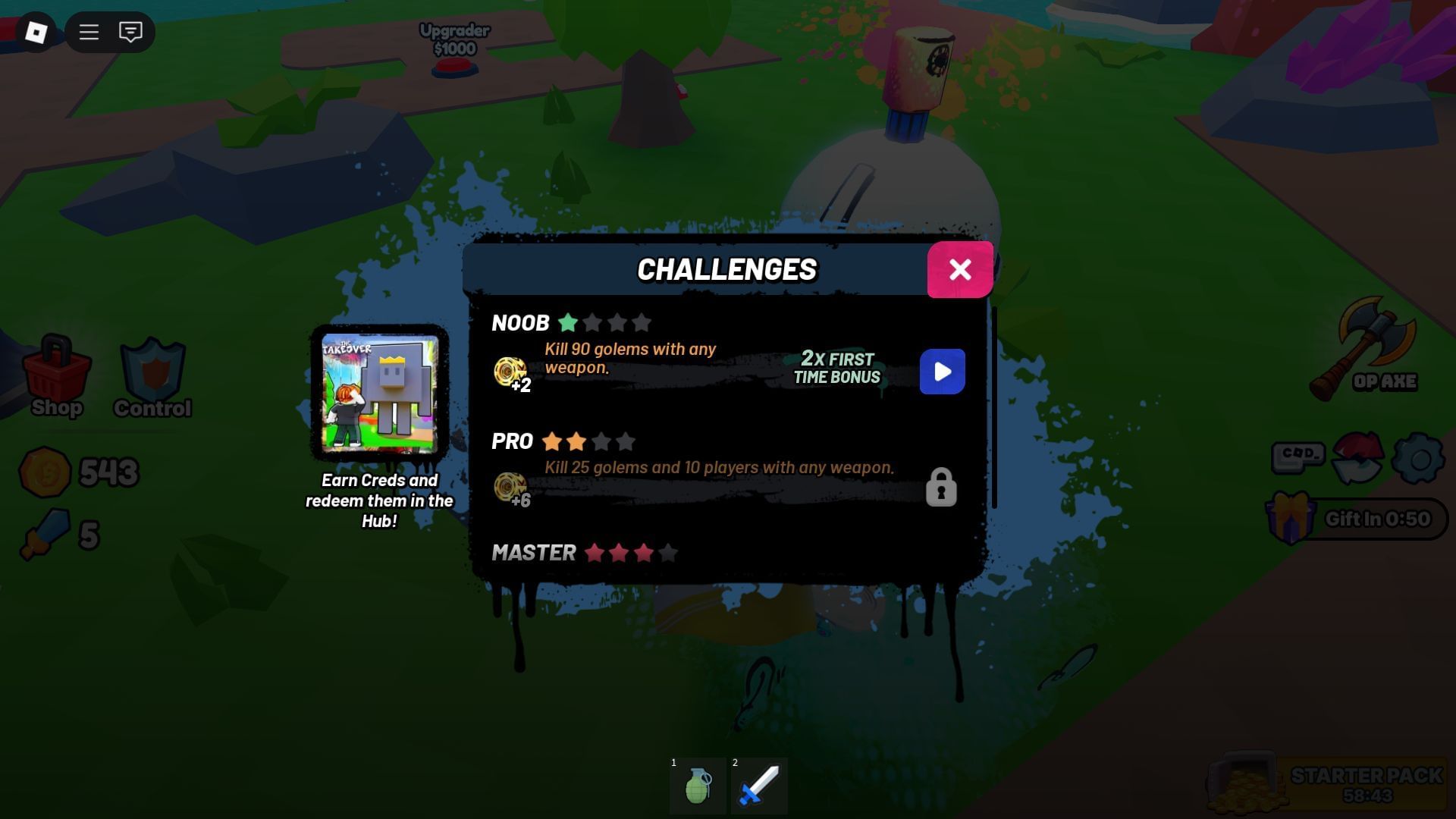 The Takeover challenges (Image via Roblox)