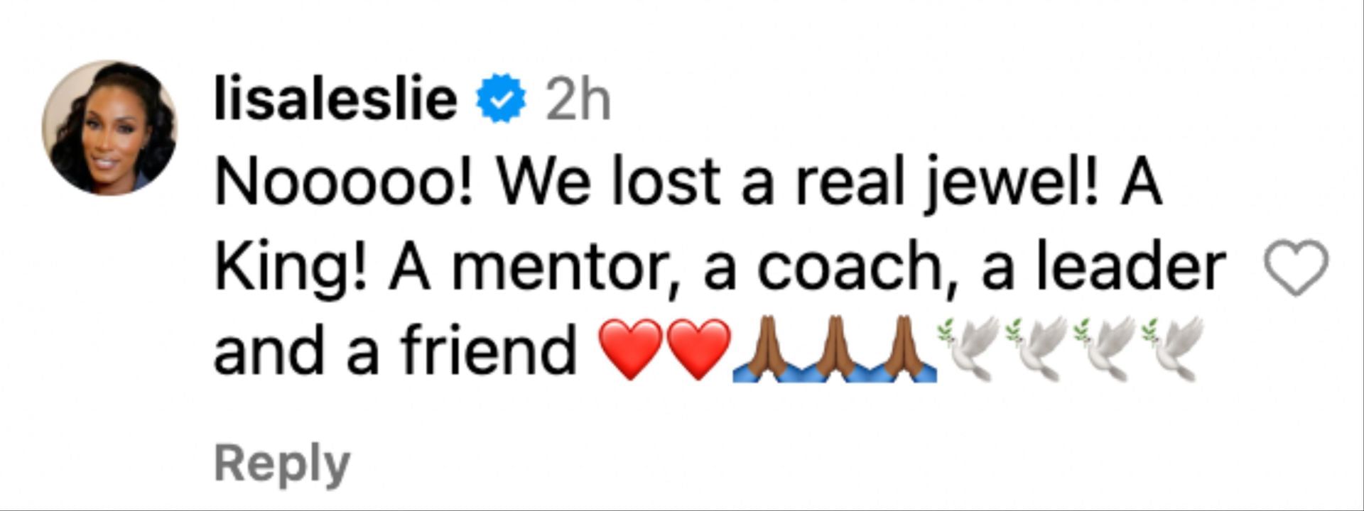 Lisa Leslie commented on Raveling&#039;s passing.