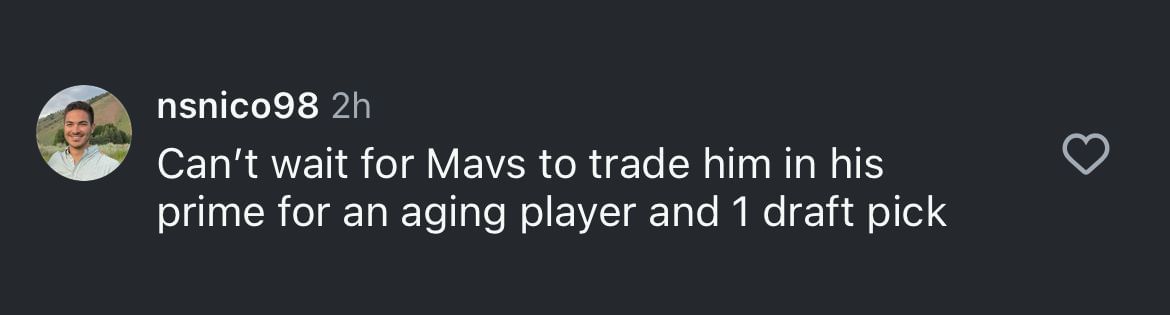 Fan comment - Image via Instagram @dallasmavs