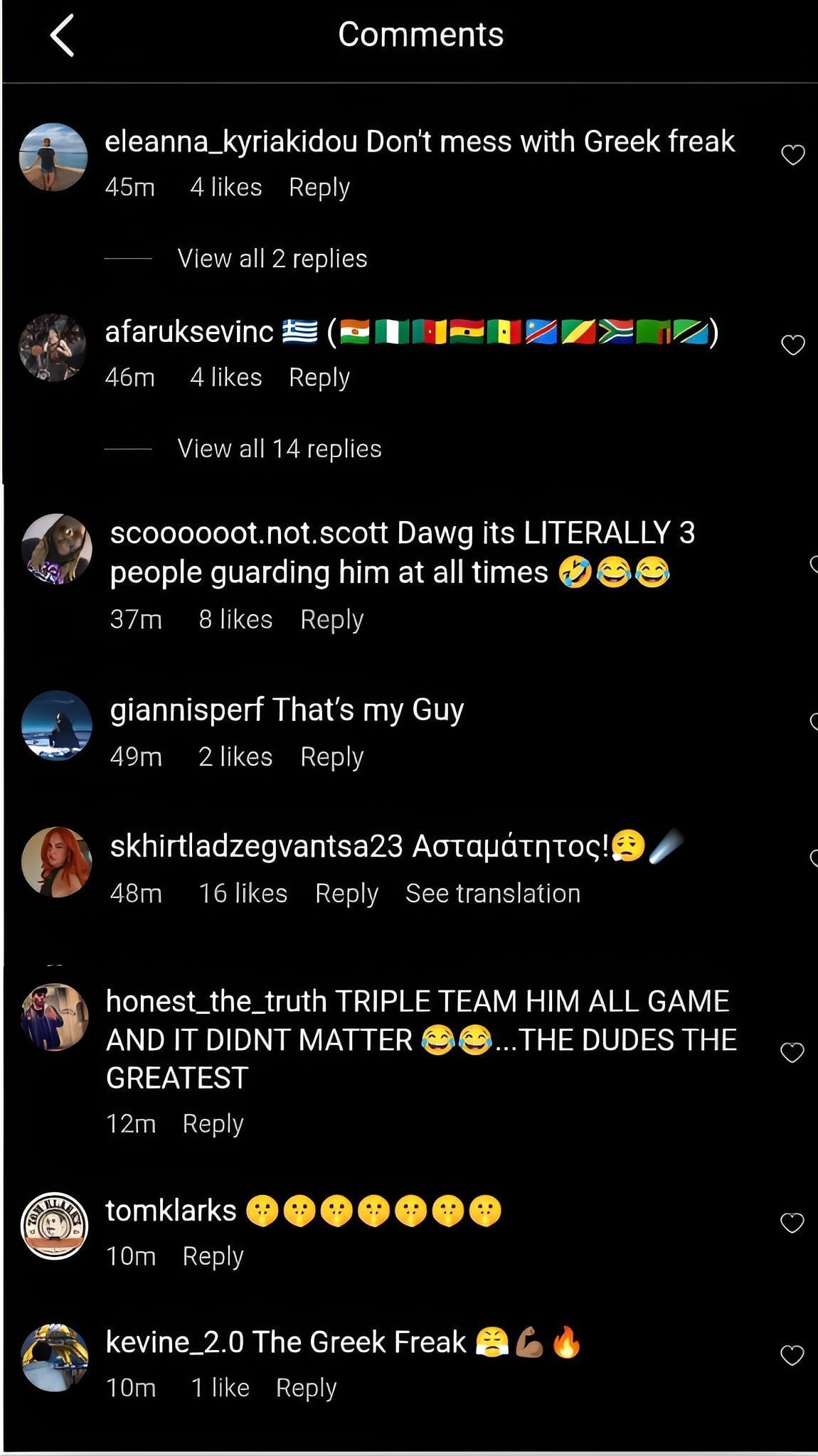 Fan comments on the post