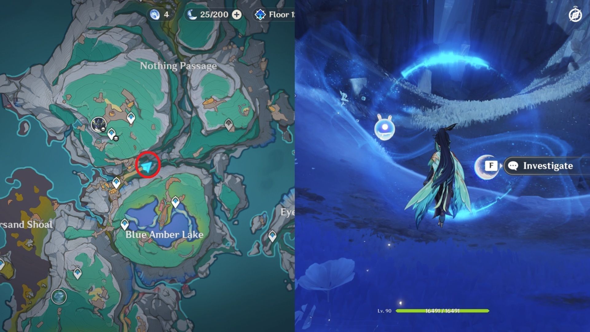 Touch the strange orb in Nothing Passage (Image via HoYoverse)