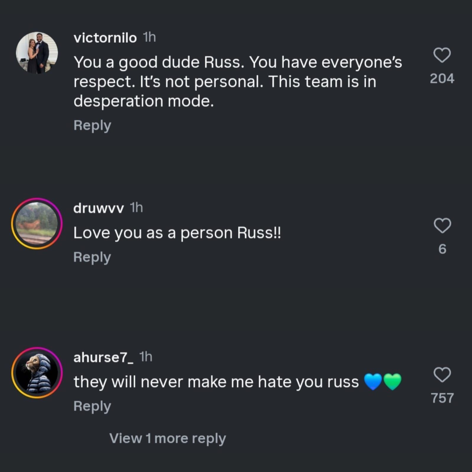 Comments on @dangerusswilson&#039;s IG post