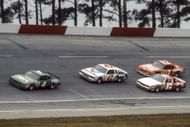 Joe Ruttman(4), Ron Bouchard (47), Eddie Bierschwale (6), and Neil Bonnett (12) during the 1985 Atlanta Journal 500. Source: Getty