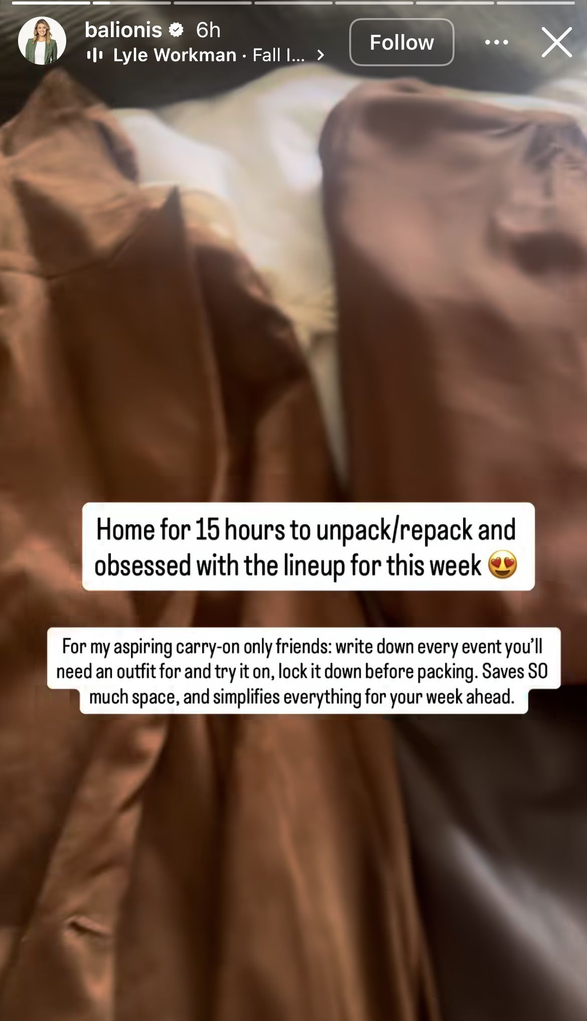 Still taken from Balionis&rsquo; Instagram story _ Source: Instagram/@balionis