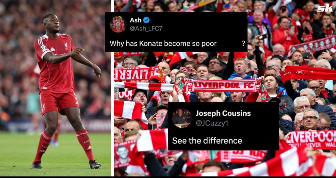 Ibrahima Konate featured for Liverpool in their win over Everton 