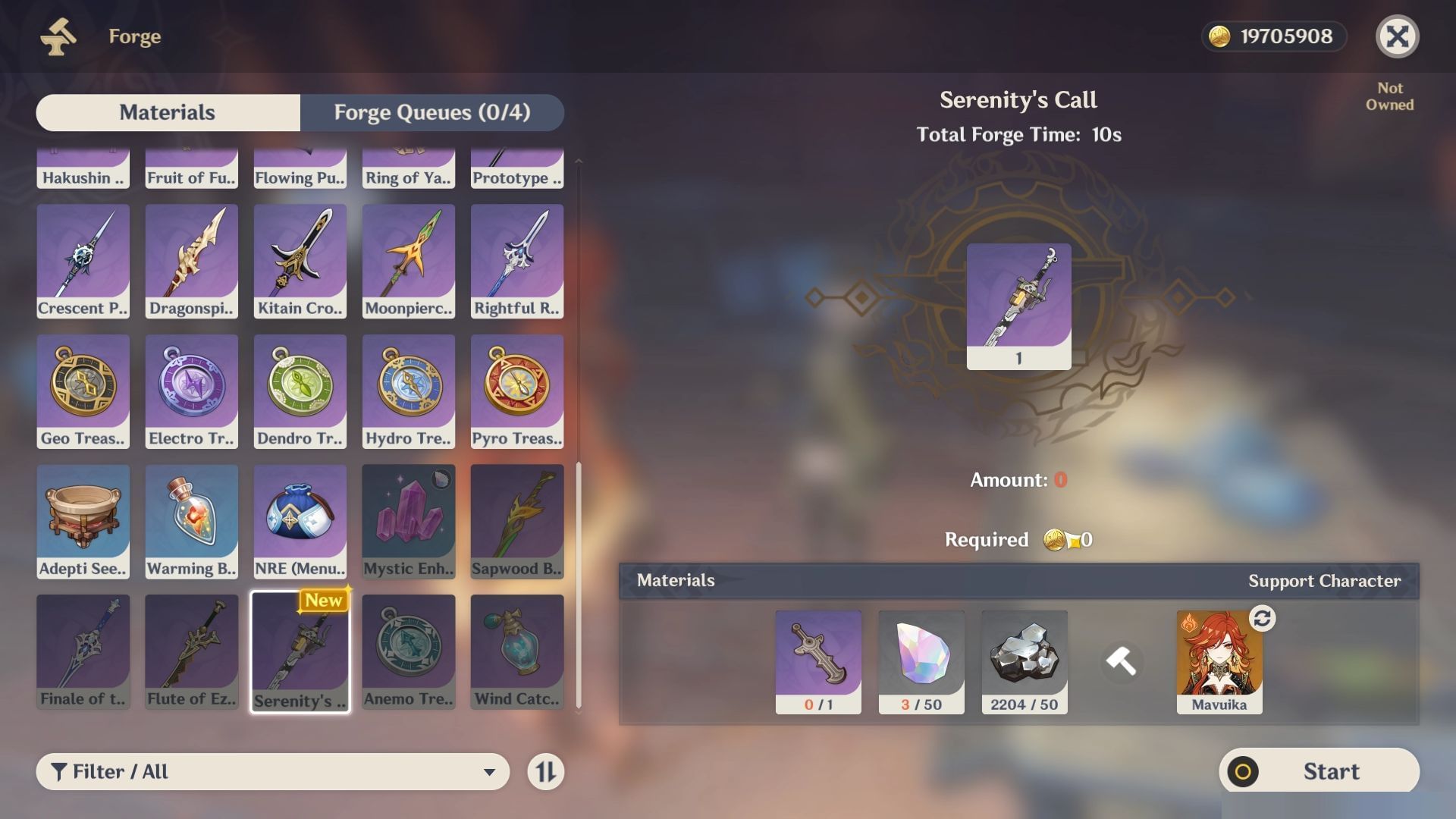 Crafting Serenity&#039;s Call (Image via HoYoverse)