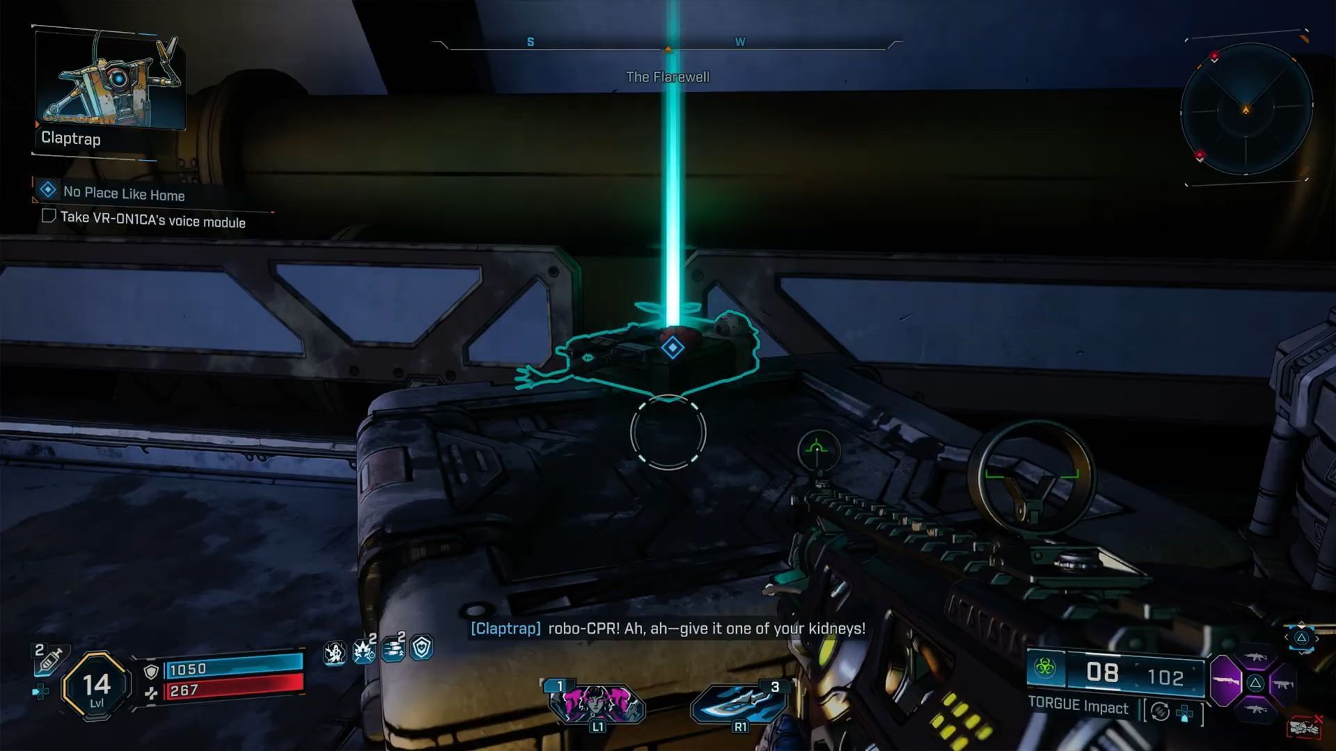 VR-ON1CA&rsquo;s Processor is on top of a metal crate inside the bulkhead (Image via Gearbox Software)