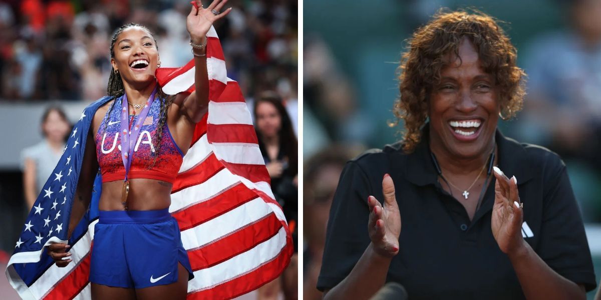 Tara Davis-Woodhall and Jackie Joyner-Kersee. (Images by Gett)