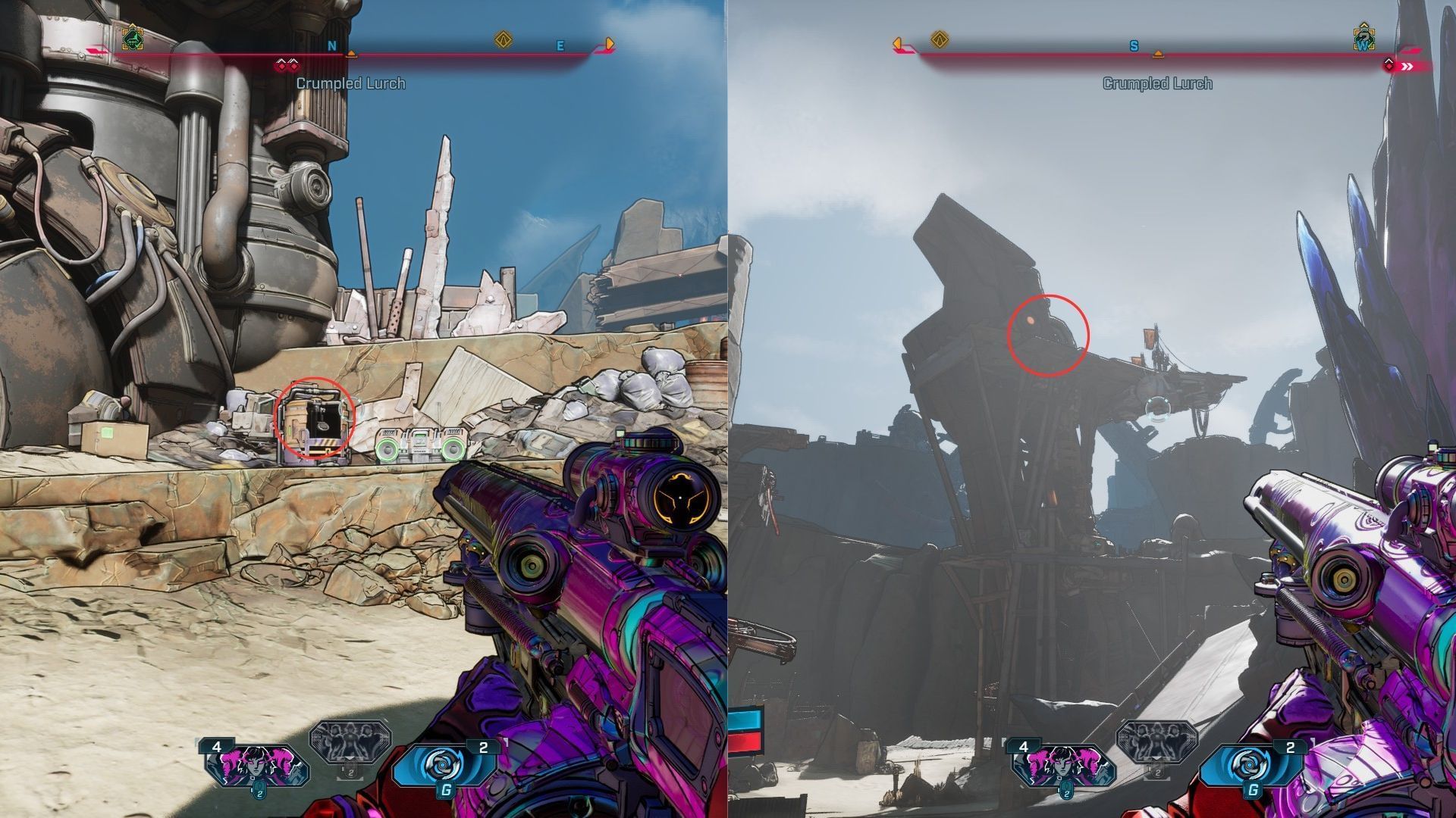 Use the ramp on the purple crystal to climb up (Image via 2K)
