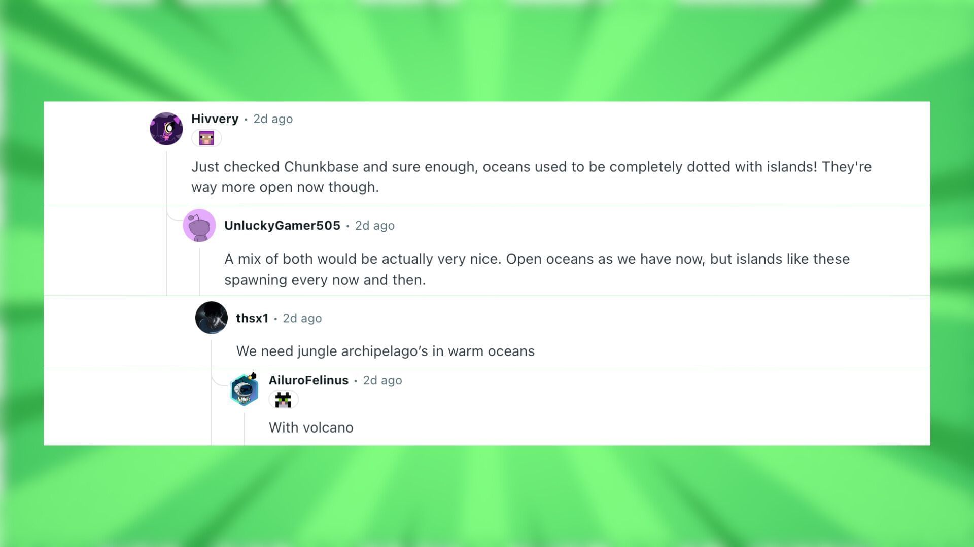Redditors react to how the archipelago generation has changed, suggesting improvements (Image via Reddit)