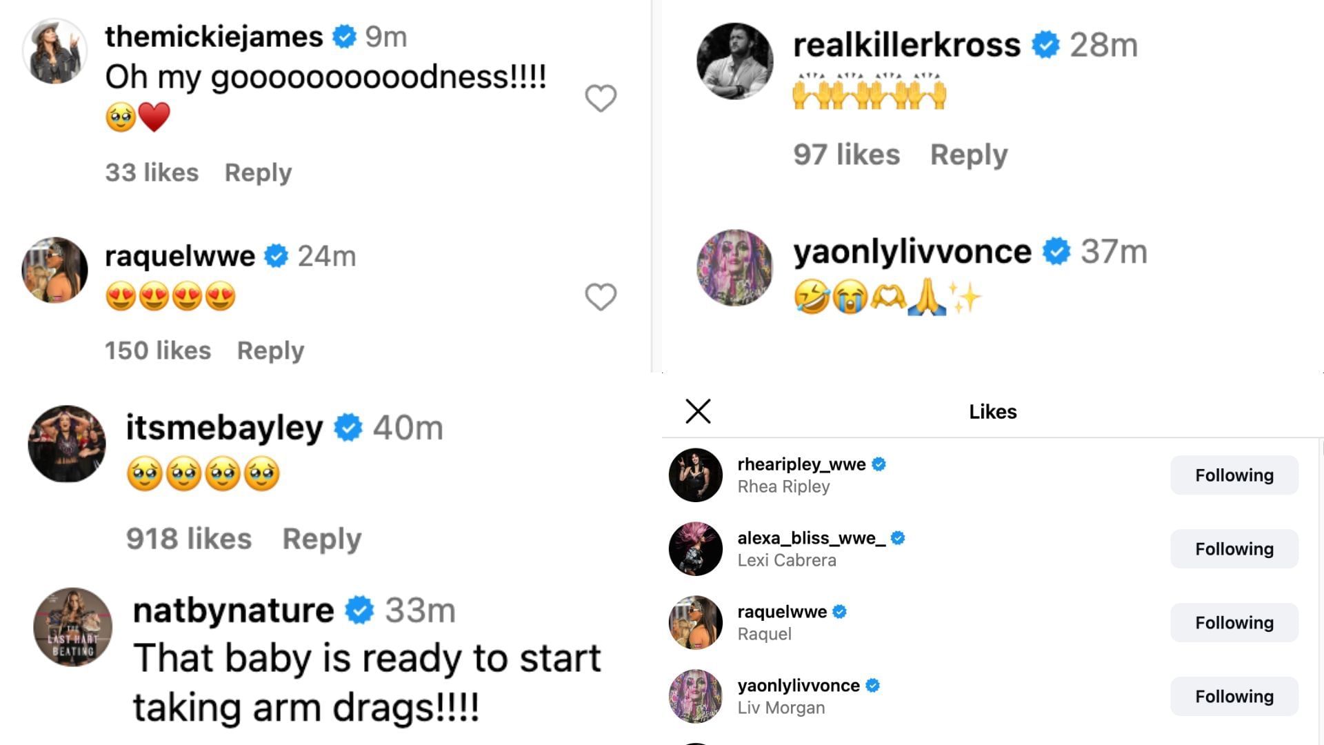 Stars reacted to the former champion&#039;s pregnancy update today. [Image credit: Naomi on Instagram]