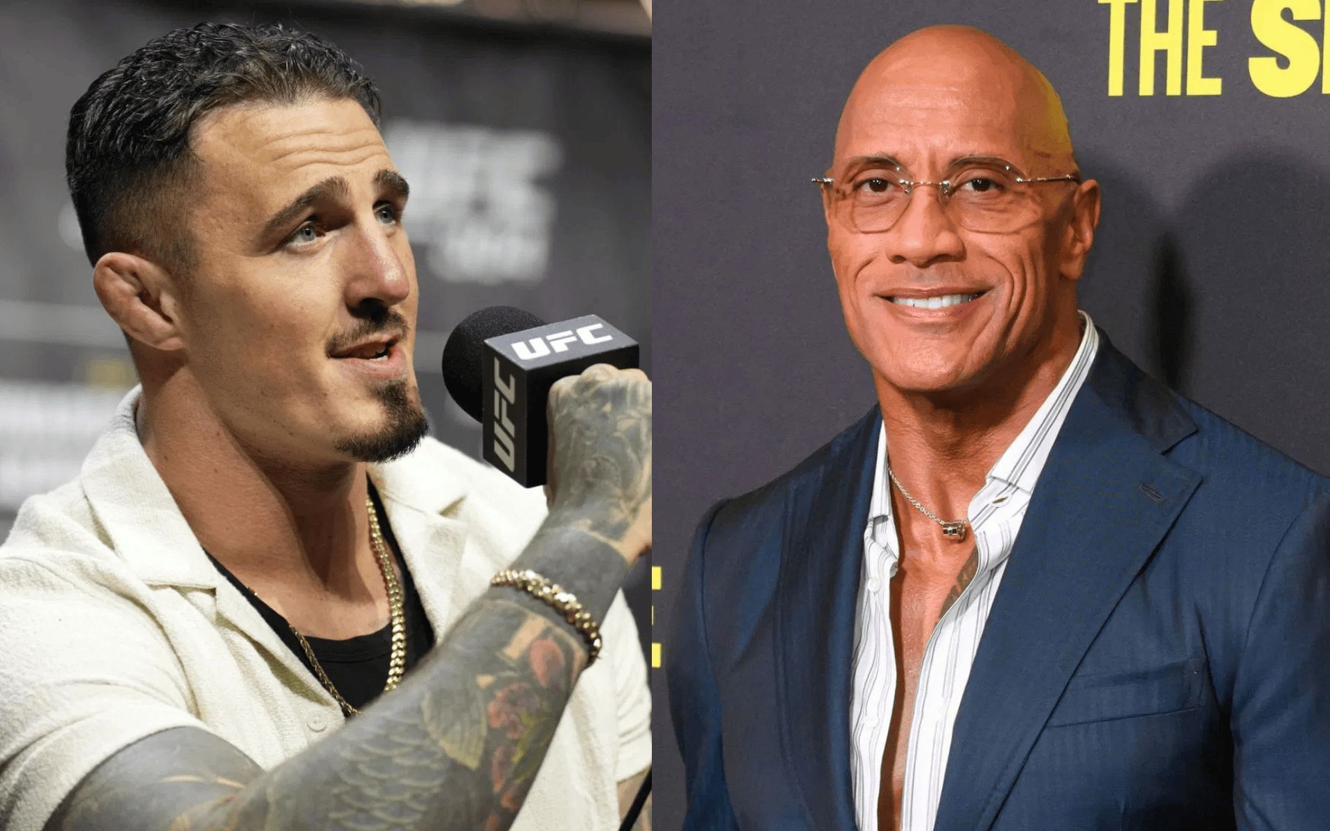Tom Aspinall (left) talks about potential Dwayne Johnson (right) MMA fight. [Images courtesy: Getty]