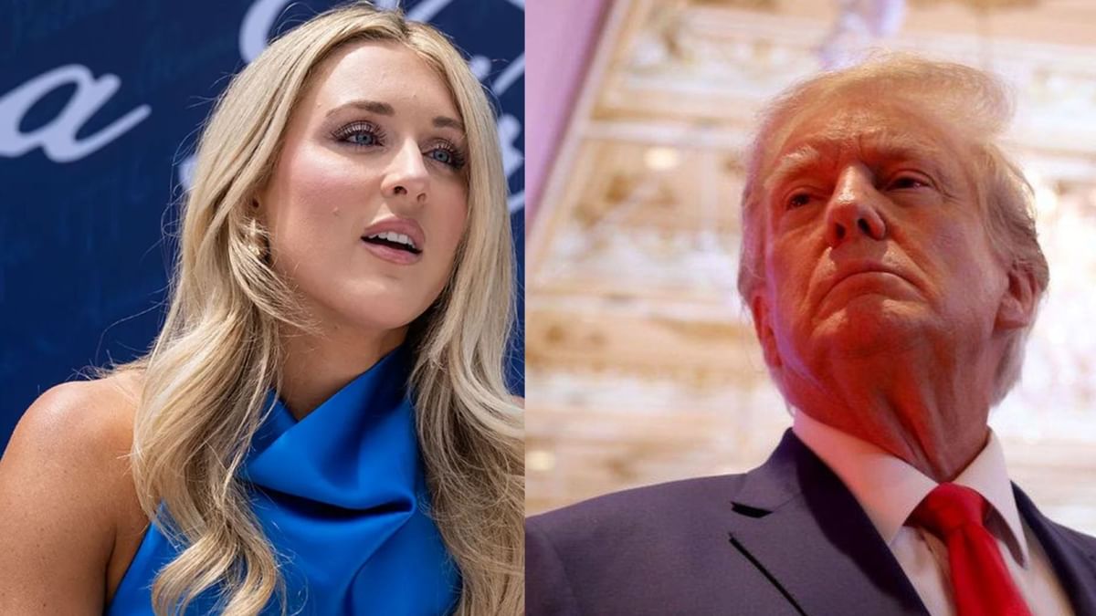 Riley Gaines reacts to the report of US President Donald Trump being booed by the US Open crowd