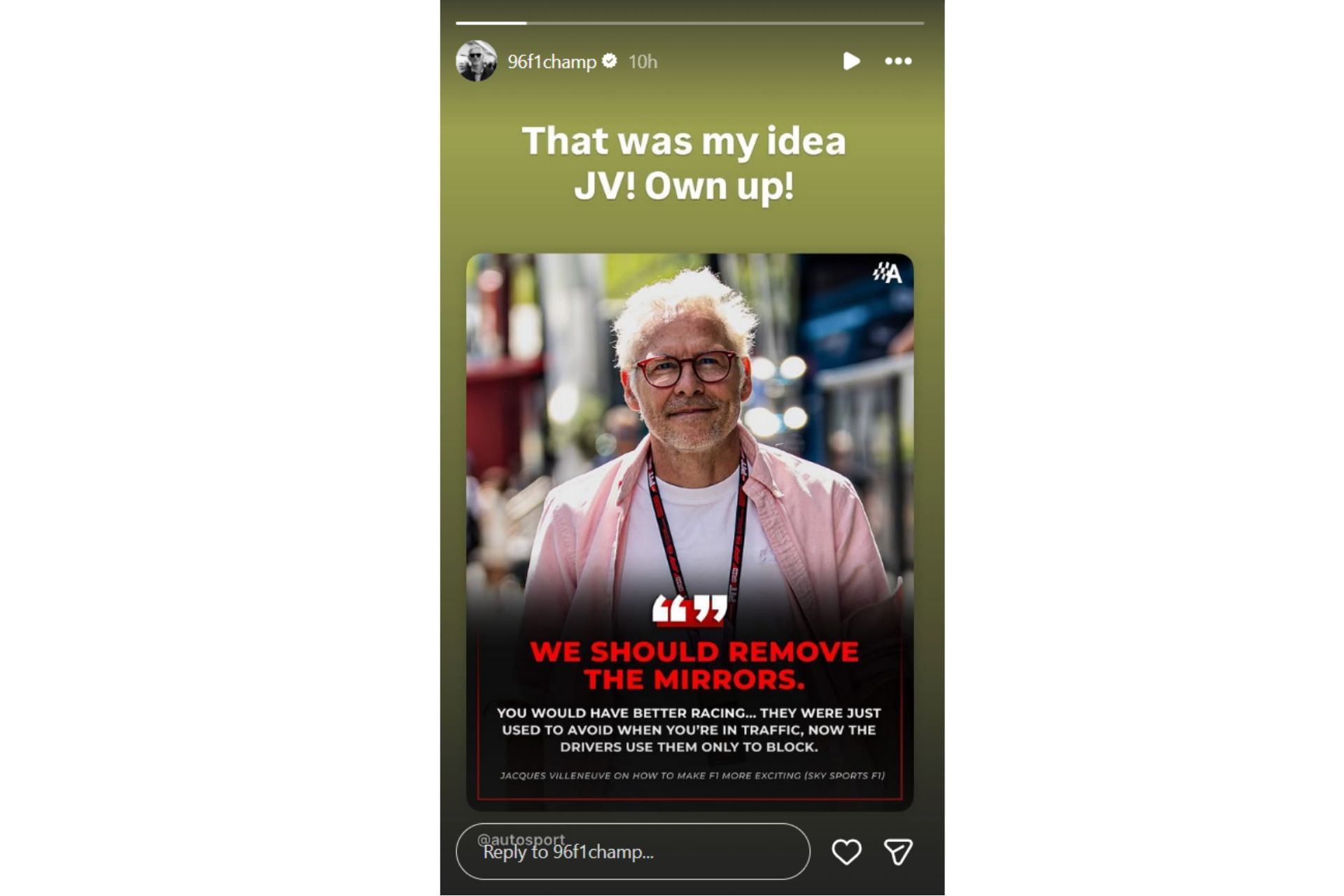 Snapshot of Damon Hill&#039;s story... Credits- Instagram